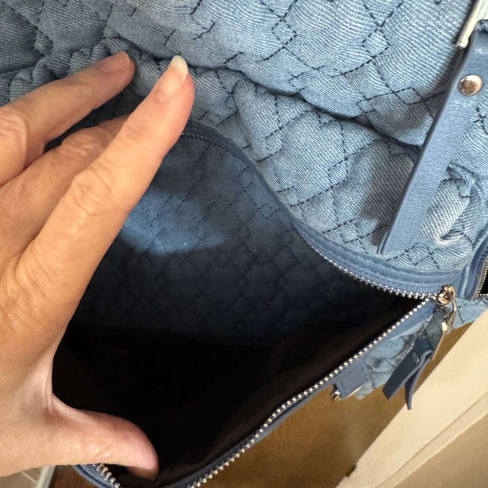 Modern Chic Quilted Blue Backpack - image 7